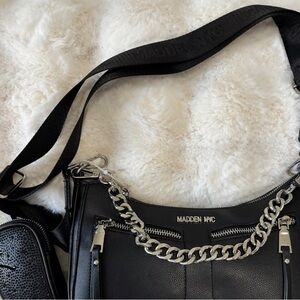 Steve Madden Black Crossbody Bag with Silver Chain